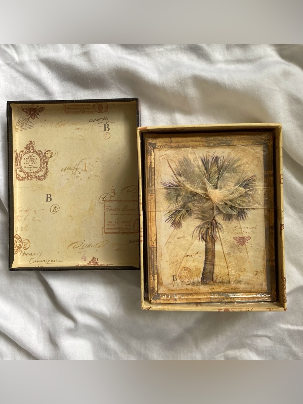 VTG. Palm Tree Note Card Stationary Boxed Set 2002, Sealed -Artist Chad Barrett